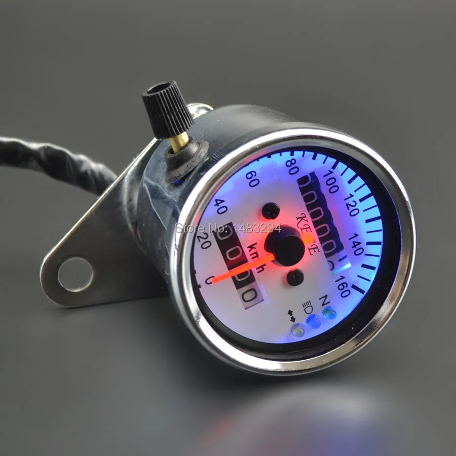 Universal Motorcycle Dual Odometer Speedometer Gauge LED Backlight