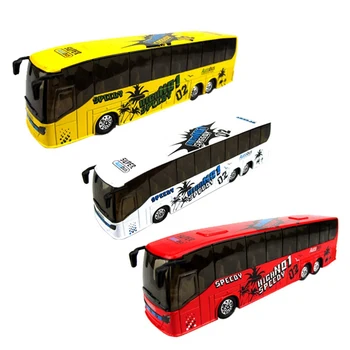 

New 1 Pcs Alloy Model Bus Metal Diecasts Toy Vehicles Pull Back & Flashing & Musical High Simulation Tourist Bus Random Color