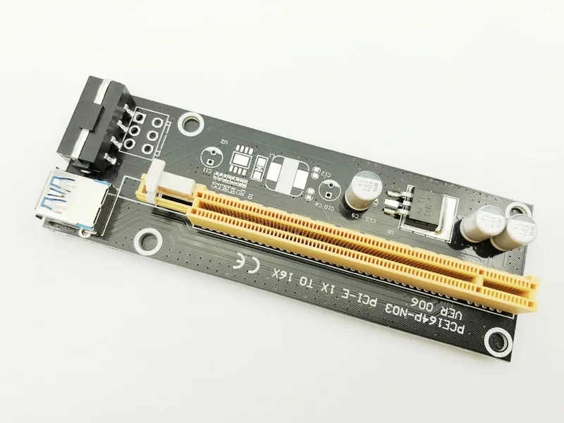 H1111Z VER006 PCI-E Riser Card 006 PCIE 1X to 16X Extension Adapter 60CM USB 3.0 Cable SATA 4Pin Molex Power for Miner Mining