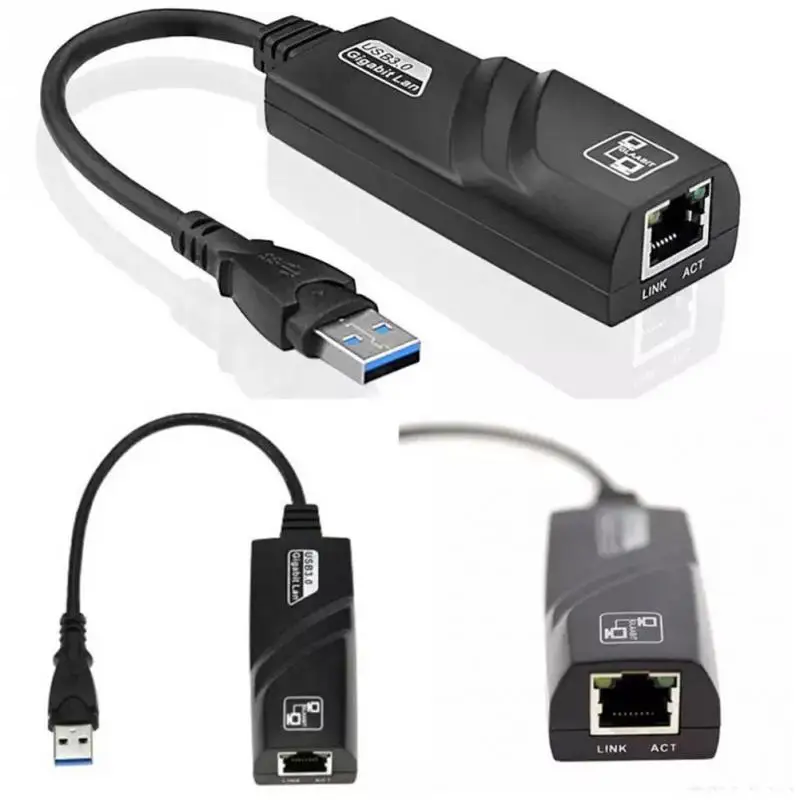 Черный USB 3,0 к Gigabit Ethernet RJ45 LAN(10/100/1000) Мбит/с сетевой адаптер для ПК K аксессуар для лэптопа