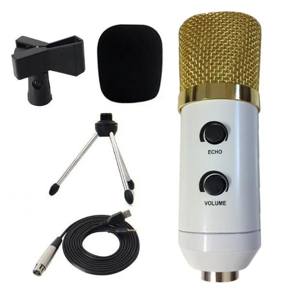MK-F100TL 5 шт./компл. конденсаторный звукозапись микрофон говорящий речевой микрофон независимая аудиокарта Бесплатный микрофон с штативом - Цвет: white