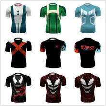 Спортивный облегающий спортивный костюм для занятий фитнесом с надписью «My Hero college», Мужская футболка для бега, компрессионная футболка для спортзала, спортивные футболки