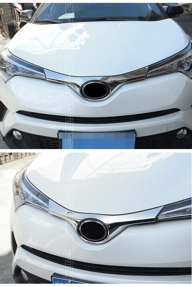 Hivotd для Toyota C-HR ЧР Хром ABS автомобиль передняя решетка верхняя крышка с логотипом отделки кузова, аксессуары для стайлинга автомобилей
