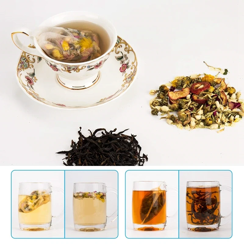 1000Pcs/Lot New Pla Biodegrade Tea Bag Filters Ultrasonic Corn Fiber Cords Tea Bags Coffee Filter 80X100Mm