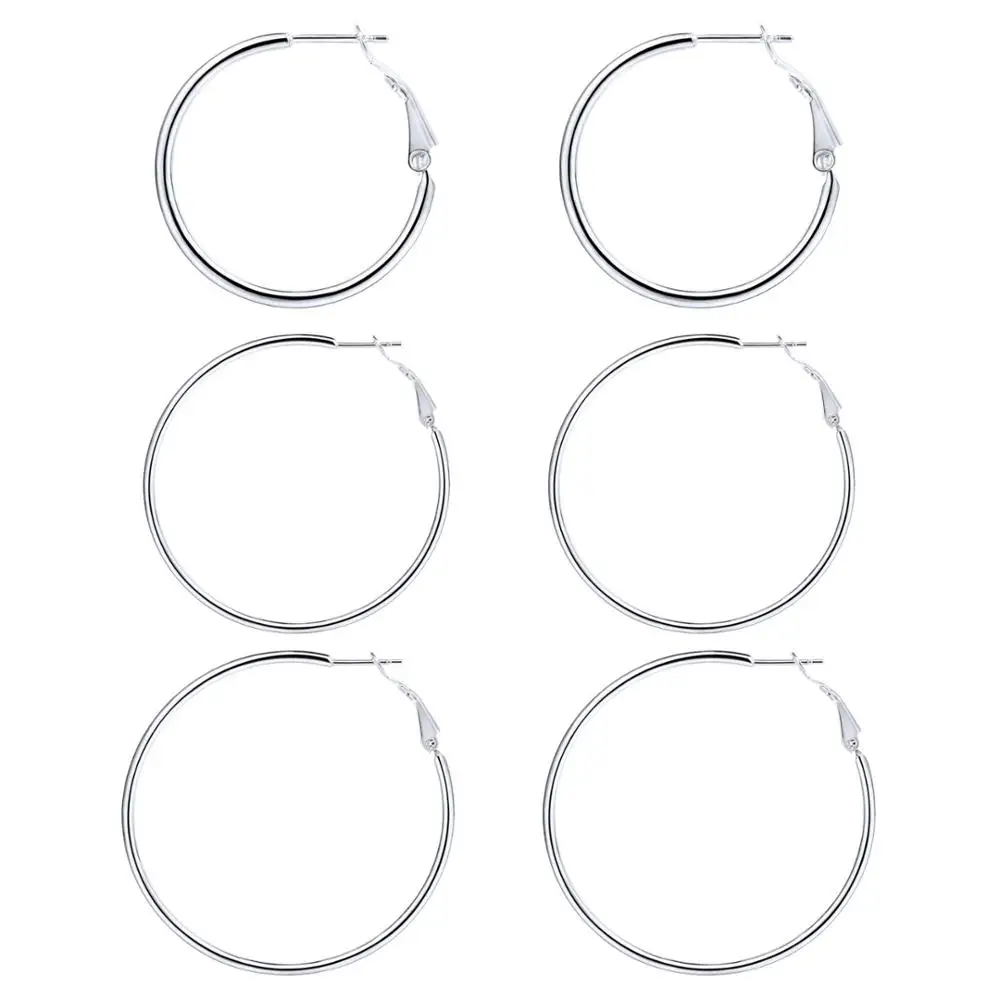 stainless steel Collare, большие серьги-кольца, наборы для женщин, 316L, нержавеющая сталь, обручи, золото/черный цвет, 3 пары сережек, набор, модное ювелирное изделие E034 - Окраска металла: stainless steel