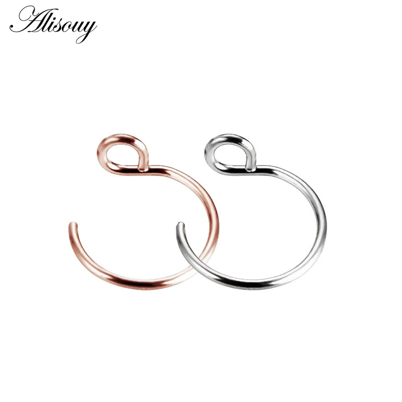 

Alisouy 1pc Fake Nose Ring Stud Lip Ring Clip Labret Piercing Tragus Women Stainless Steel Daith piercing Body Jewelry