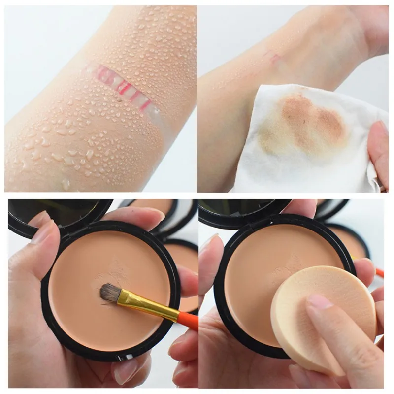 

2 Color Face Concealer Makeup Pores Cover Hide Blemish Face Pressed Powder Oil-control Lasting Base Concealer Powder Cosmetics