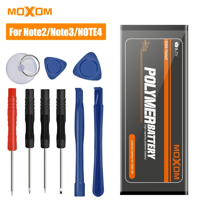 

2019 New MOXOM Battery For Samsung Galaxy Note 4 3 2 Note4 N9100 N910X Note3 N9000 Note2 N7100 3100mAh Lithium Polymer Bateria