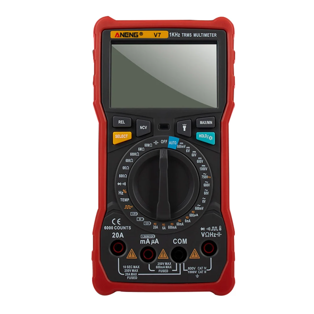 Красный TRUE RMS 6000 отсчетов V7 цифровой мультиметр квадратный волновой аккумулятор с низким сопротивлением Частота Температура измеритель мощности тест - Цвет: Красный