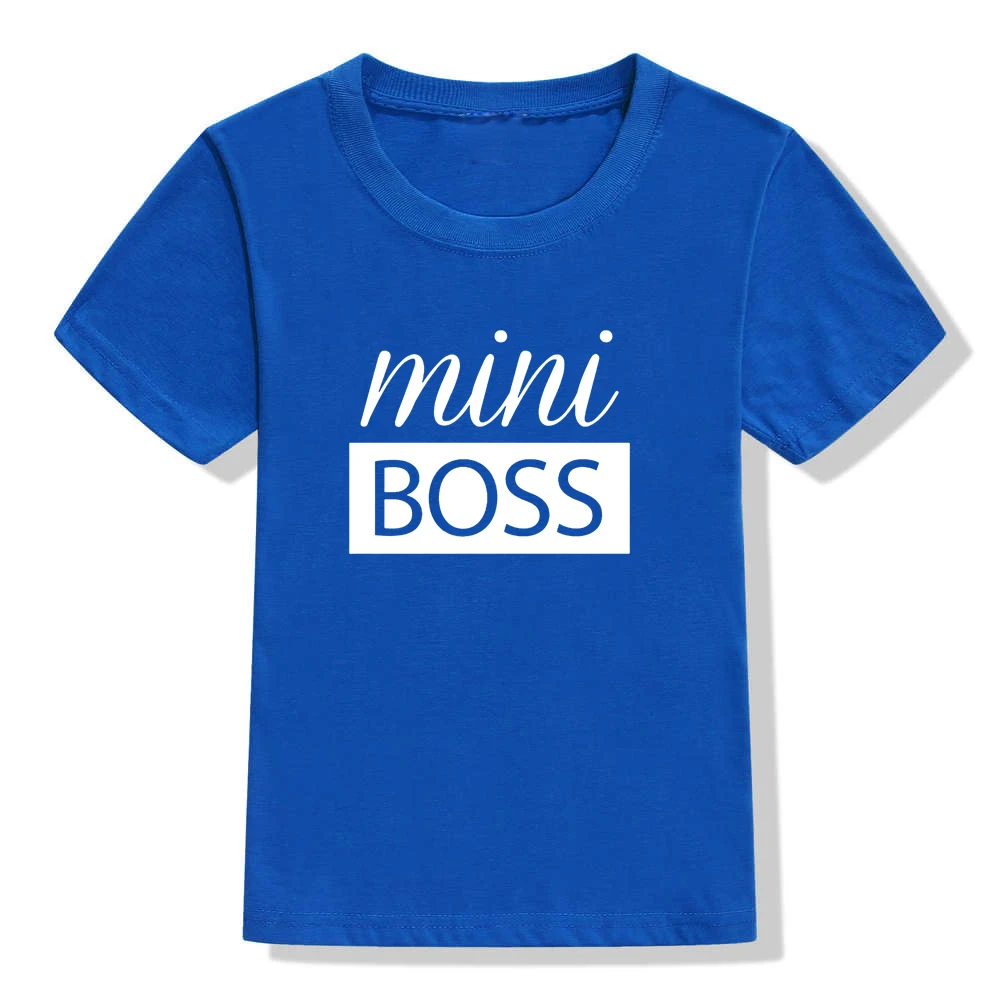 Летняя футболка для мальчиков Mini Boss футболка с короткими рукавами для маленьких мальчиков и девочек Повседневная Свободная футболка с рисунком модные детские футболки