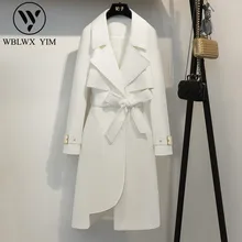 Spring Long Trench coat women Fashion High-end custom Single Breasted Belt Classic Trench Elegant Ladies Business Outerwear