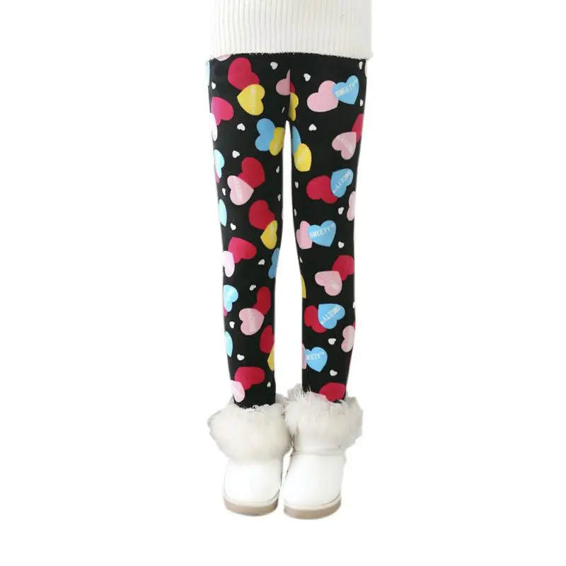 От 1 до 8 лет для маленьких девочек Теплые зимние толстые Эластичные леггинсы для малышей с флисовой подкладкой Брюки для девочек
