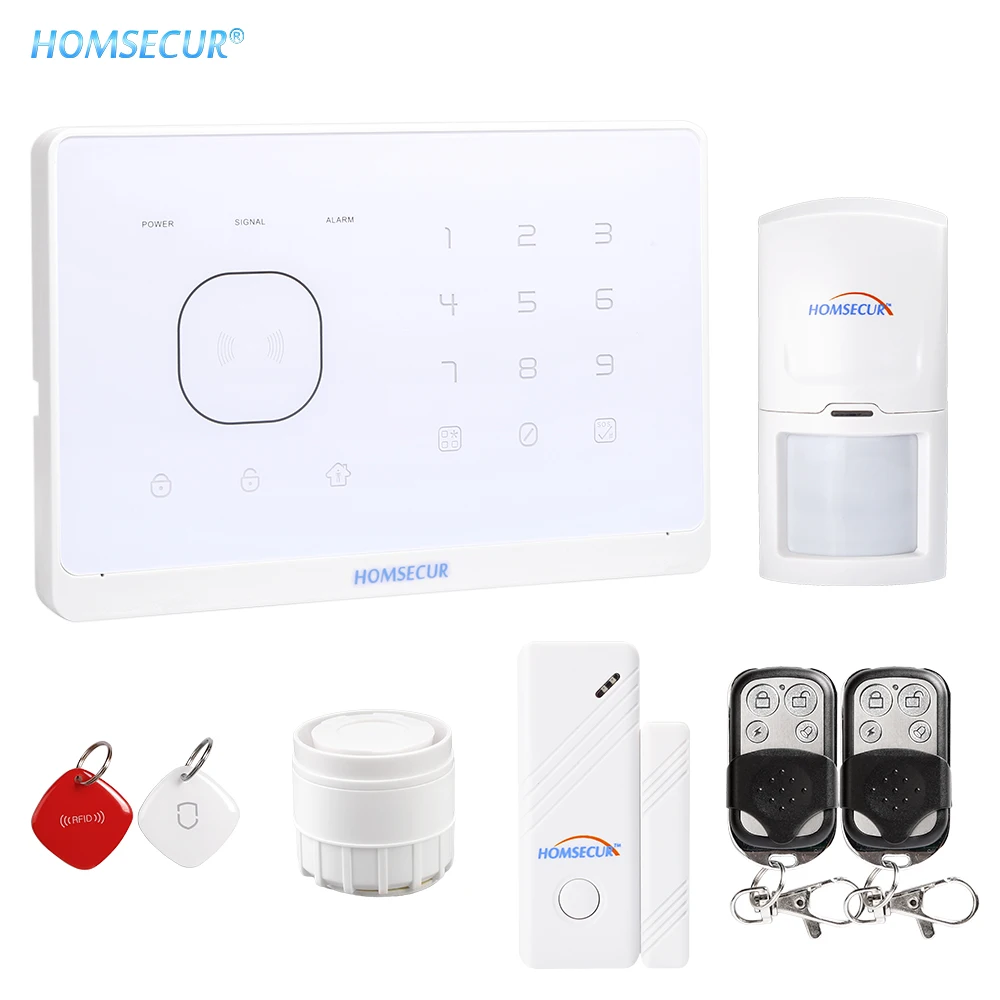 HOMSECUR беспроводный & Проводной GSM RFID домашняя система охранной сигнализации с SOS
