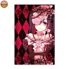 Черный Дикон, красная роза, Красивая маленькая девочка, большие глаза, шляпа, живопись по номерам DIY, рисунок на ткани цифровым