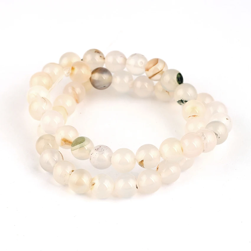 48 Pcs a Lot 8mm White Natural Stone Round Beads for DIY Jewelry Making