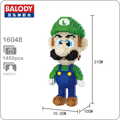 Balody Naruto Ninja Alrale Doraemon Super Mario Sonic Wario Yoshi Luigi Animal Mini Building DIY Алмазные маленькие блоки игрушка без коробки - Цвет: Luigi