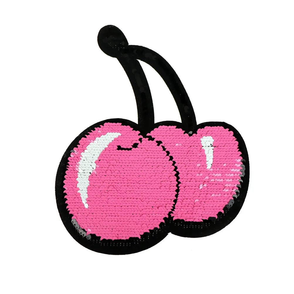 

Reversible Change Color One Piece Sequins Patches Cherry Sew On Patches For Clothes DIY Applique Crafts