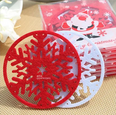 30pcs \ много Рождество Снежинка ткань изоляции coaster Чай чашки Коврики pad