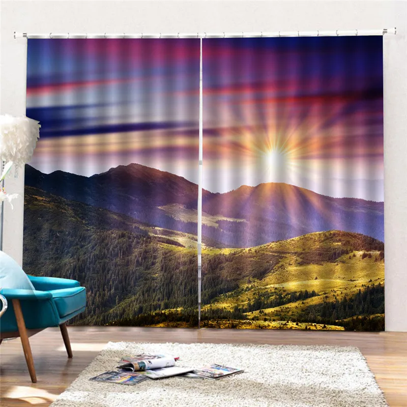 

Sunrise Sunset Curtain Modern Simple Mountain Scenery Suitable For Bedroom Living Room Restaurant Hotel