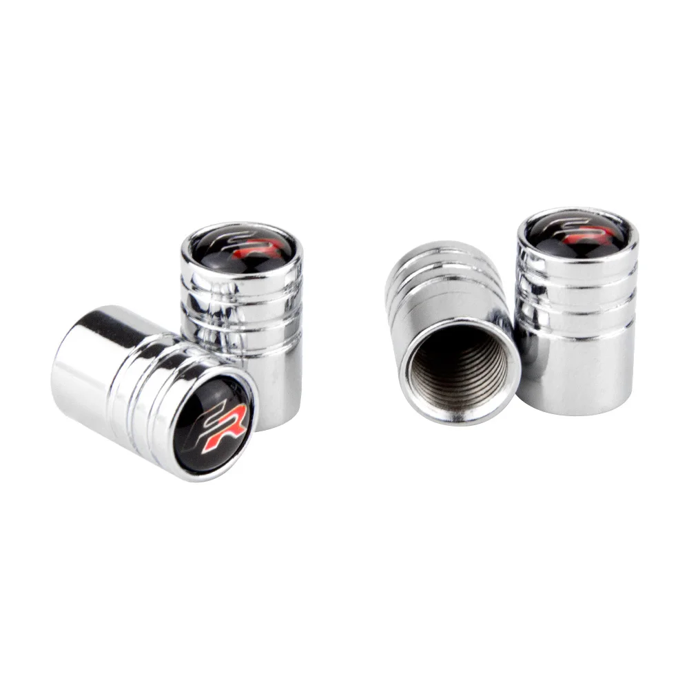 4Pcs Car M Logo Wheel Tire Tyre Valve Caps Cover For FR Logo For Seat Leon FR Altea Ibiza Toledo Cordoba Alhambra Exeo - Цвет: SILVER
