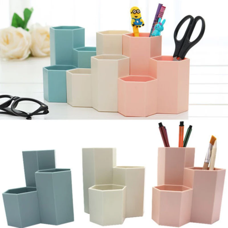 

2019Hot Sale Makeup Storage Box Office Pencil Organizer Makeup Cosmetic Display Case brush box in the bathroom