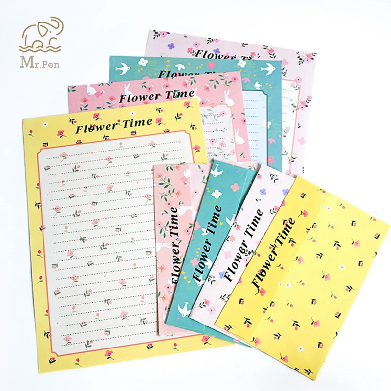 

12 Sheets Letter Paper 6pcs Envelope Set Kawaii Flower Writing Paper Envelope Letter Pad Drawing Greeting Card with Envelopes