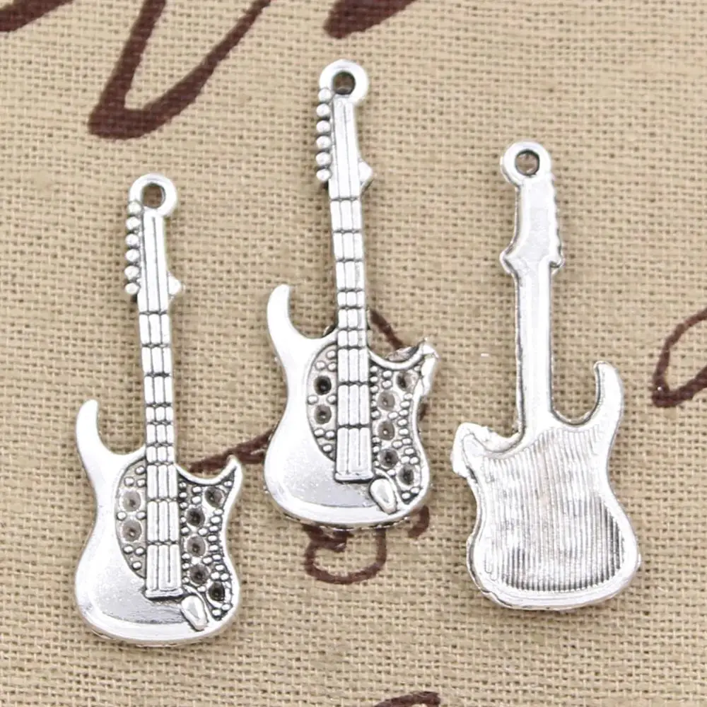 

10pcs Charms electic guitar 36x12mm Antique Silver Plated Pendants Making DIY Handmade Tibetan Silver Jewelry
