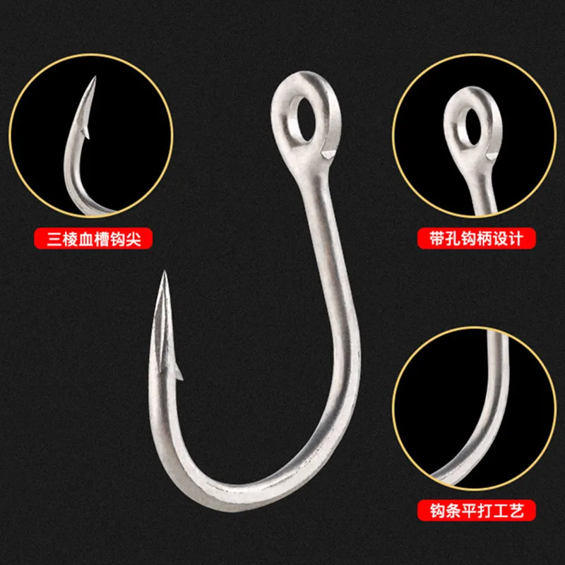 Fishing hooks 1/0  2/0  3/0  5/0  7/0 high quality Jigging Spoon Metal Barbed Hook Saltwater Jig Assist Fishhook fishing tackle