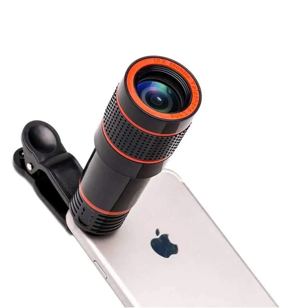 

Phone Camera Lens, 12X Zoom Telephoto Universal Clip On Lens Kit for iPhone，Samsung, Android and Other Phones