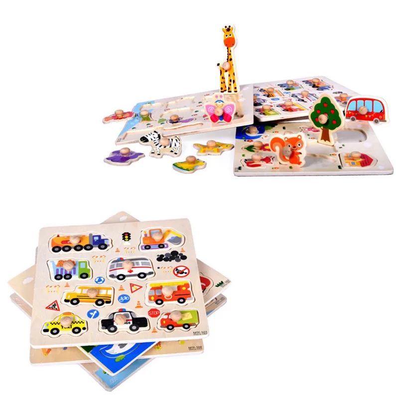 9 Piece Wooden Transportation Puzzle Jigsaw Early Learning Baby Kids Toys wooden toys speelgoed #4j05 (11)