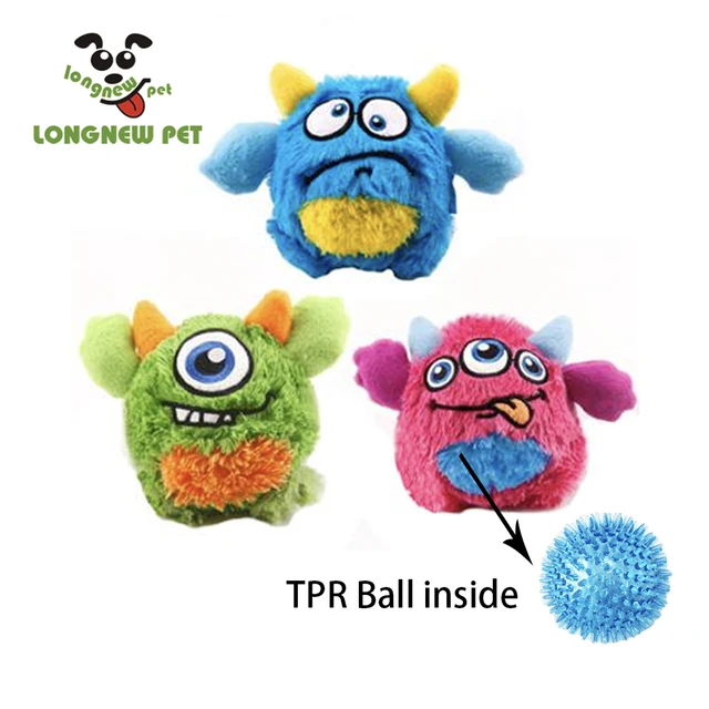 Monster Dog Toy With TPR Spiky Ball Inside Sound Funny Durable Chew