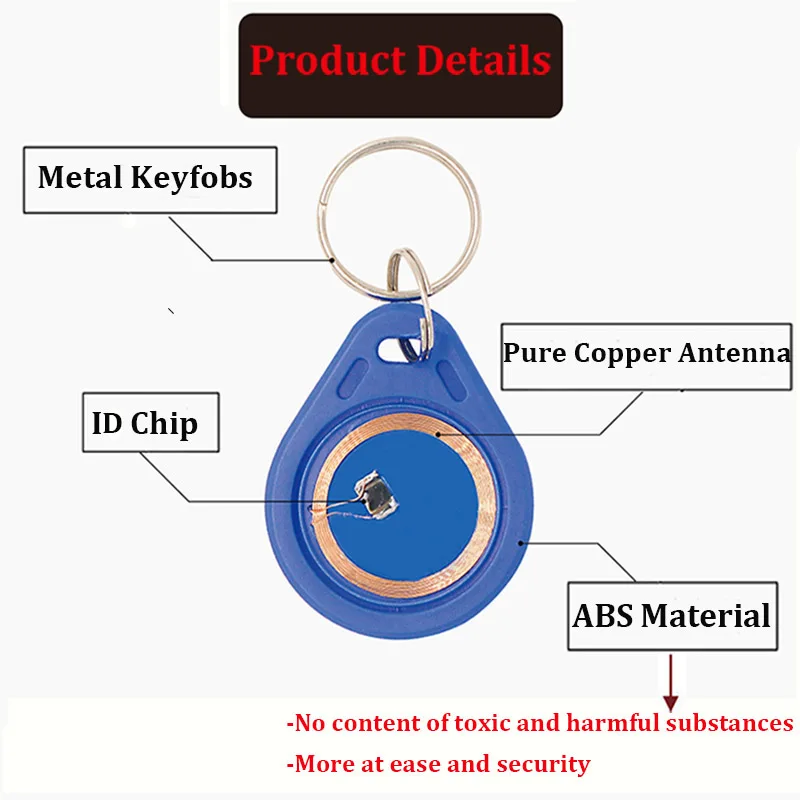 100pcs EM4100 125khz ID Keyfob RFID Tags Access Control Card Porta Chave Card TK4100 Sticker Key Fob Token Ring Proximity Chip