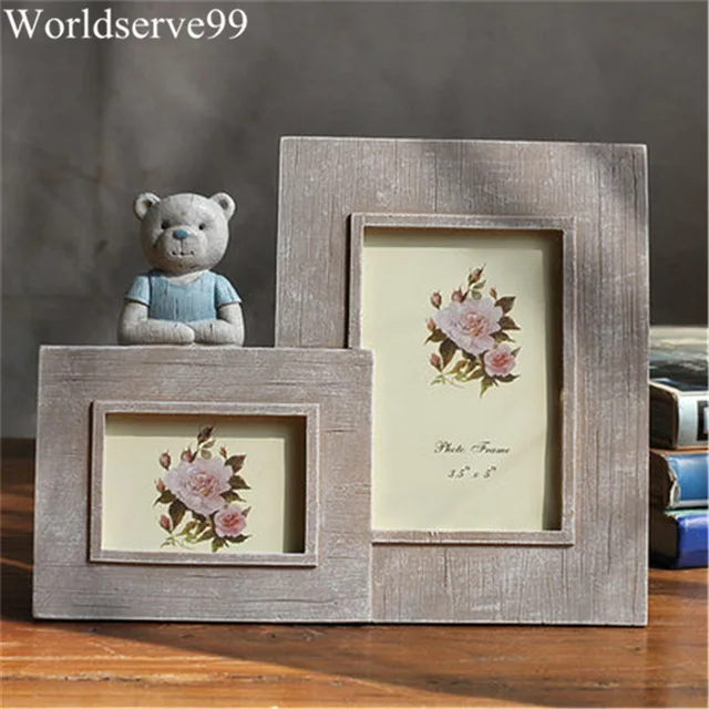 Double Frames Cute Bear Resin Baby Picture Frames Home Decor Photo ...