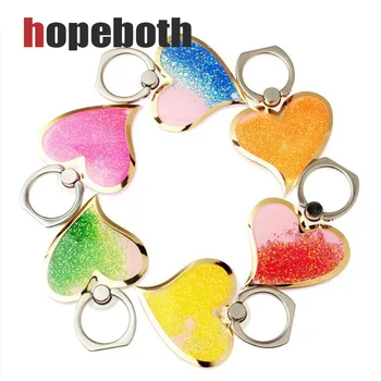 

Fashion Heart-shaped Liquid Quicksand 360 Degree Finger Ring Mobile Phone Stand Holder Love Design Glitter Bling Phone Stand