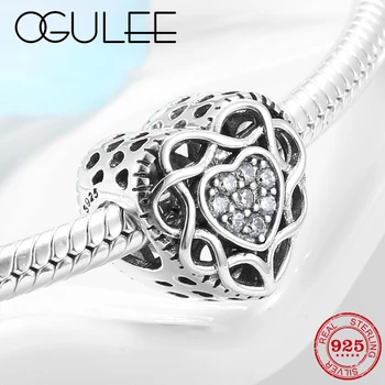 

Weaving love Sweet Hearts Dazzling CZ 925 Sterling Silver bead DIY Fit Original Pandora Women Bracelet Bangles Jewelry Making