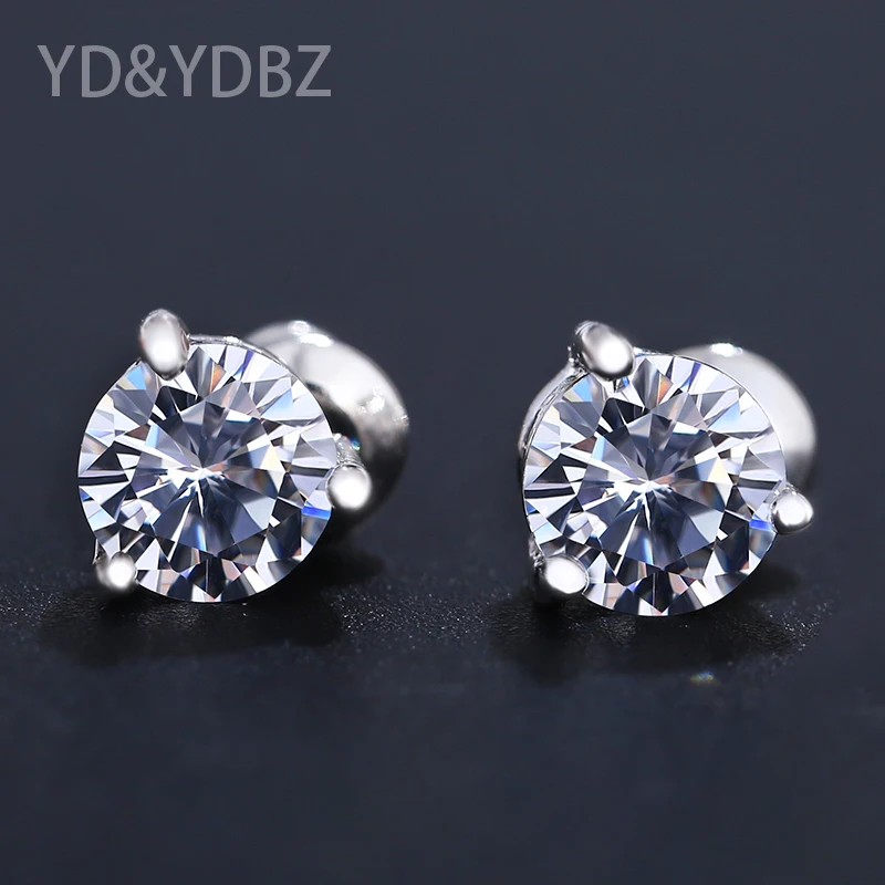 0.5CT Круглый Cut Игристые Кубического Циркония Чистой Меди Стад Серьги Ювелирные
