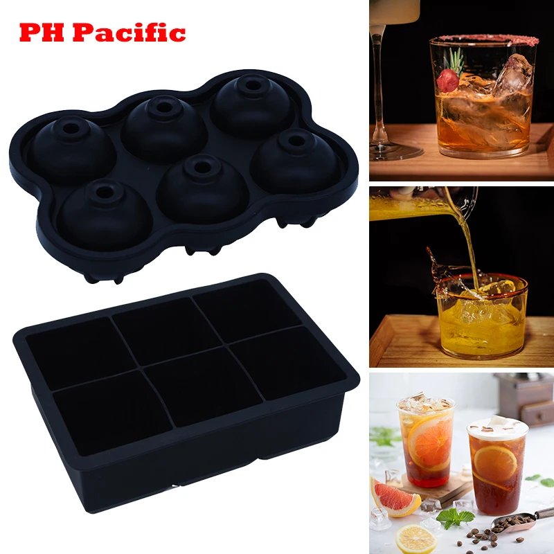 

2Pcs/set Summer Large Square Ball Ice Cube Maker Silicone Mold DIY Ice Cube Tray Whiskey Wine Cocktail Mould Ice Cream Tools