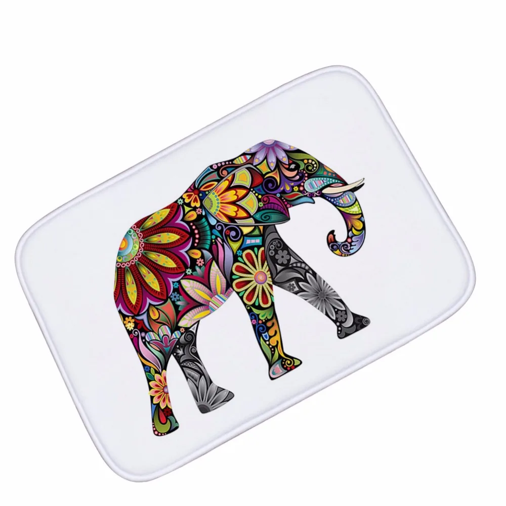 MDCT Rainbow Floral Elephant Entrance Mats Floormat Inside