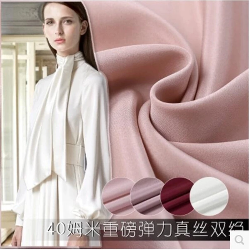 

2017 Spring Summer Solid Color Heavy Silk Fabric Cornel Powder Crepe de Chine Shirt Clothing Fabrics Bedding Decor Mateial