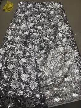 

Hot Sale Onion Color African Lace Fabric For Wedding Nigeria Mesh Fabric Embroidered High Quality With sequins 5yards/lot(6-19