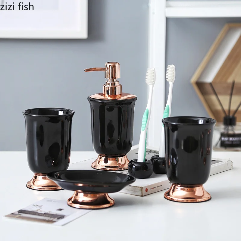 

Creative Five-piece suit Bathroom wash set Nordic style Couple Toothbrush cup Washing Suit Household bathroom decoration