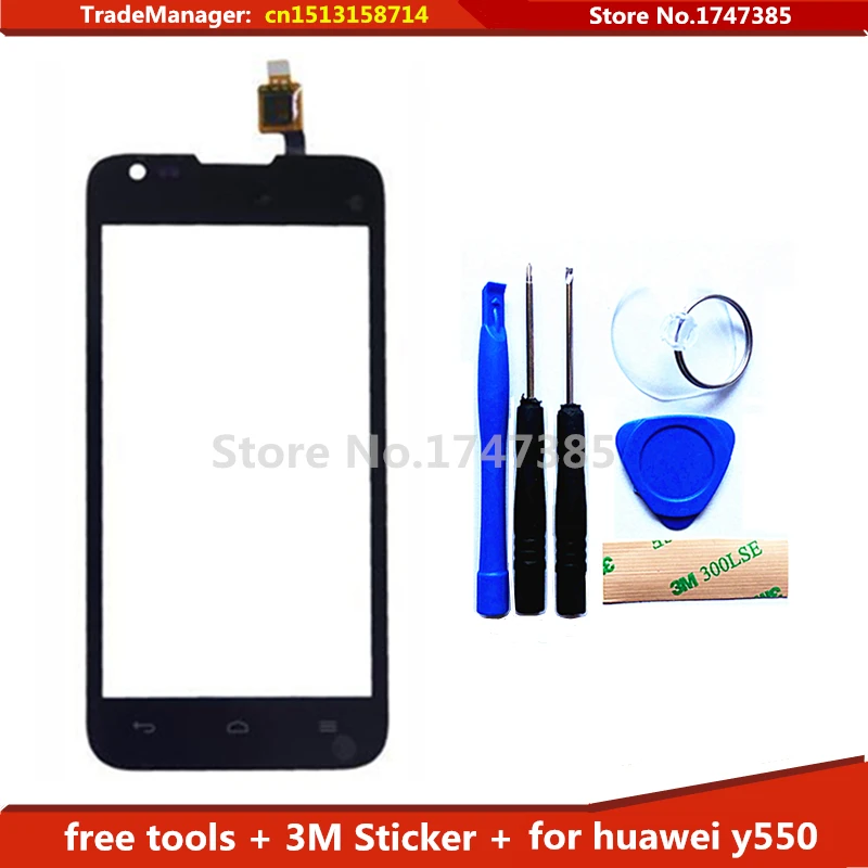 Tools 3M Sticker Original Touch Screen for Huawei Ascend Y550 Glass Capacitive sensor for huawei y550