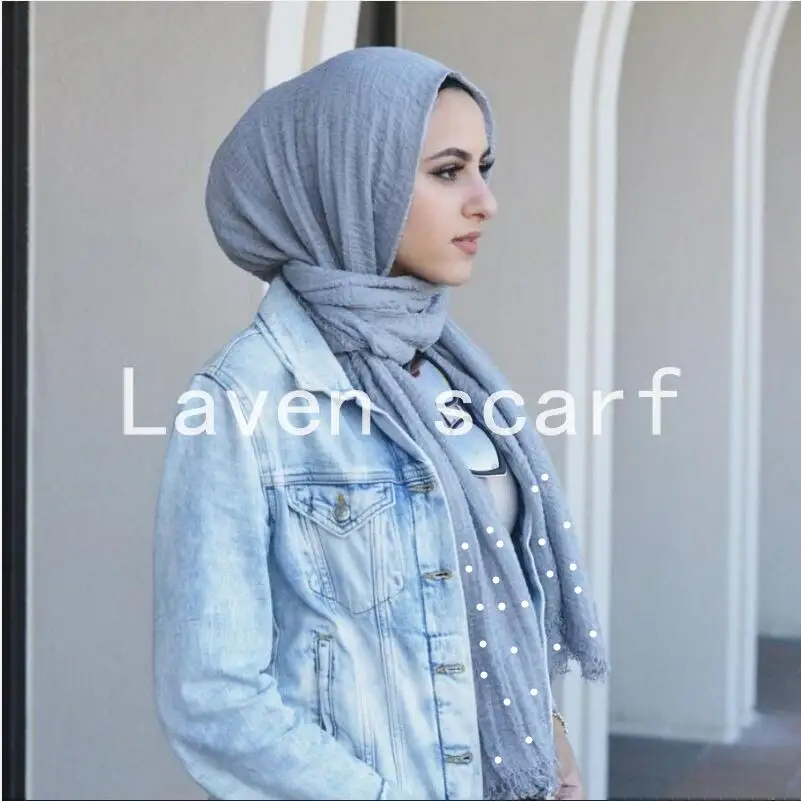 

Womens crinkle bubble cotton beads wrinkle scarf shawl crumple pearl wrap muslim headband winter scarves 40 color 10pcs/lot