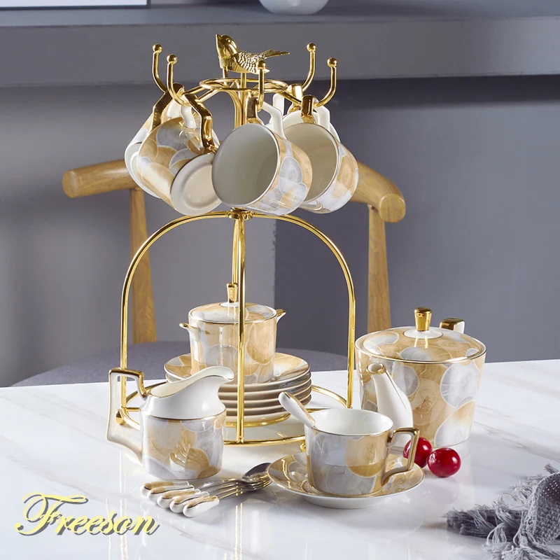 Europe Porcelain Coffee Set Luxury Tea Set Advanced Pot Coffee Cup Ceramic Teaset Mug Sugar Bowl Creamer Teapot Milk Jug Europe Porcelain Coffee Set Luxury Tea Set Advanced Pot Coffee Cup Ceramic Teaset Mug Sugar Bowl Creamer Teapot Milk Jug