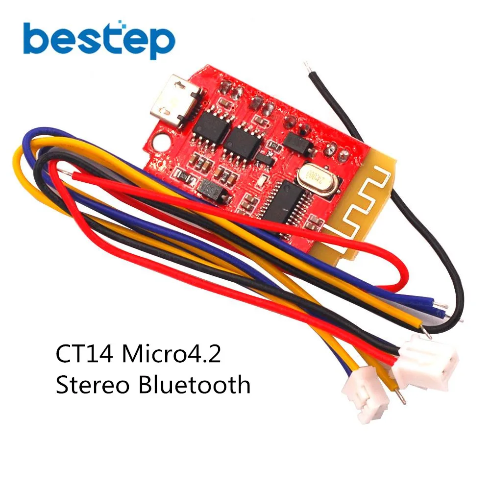 

CT14 Micro 4.2 Stereo Bluetooth Power Amplifier Board Module 5VF 5W+5W Mini with Charging Port for Refitting Idle Sound Box