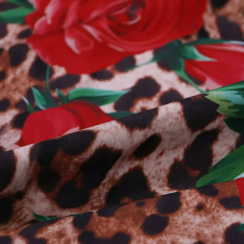Хорошее леопардовое и розовое платье с рисунком капельки/не прозрачный/микро стрейч ткань материал для шитья DIY женское платье