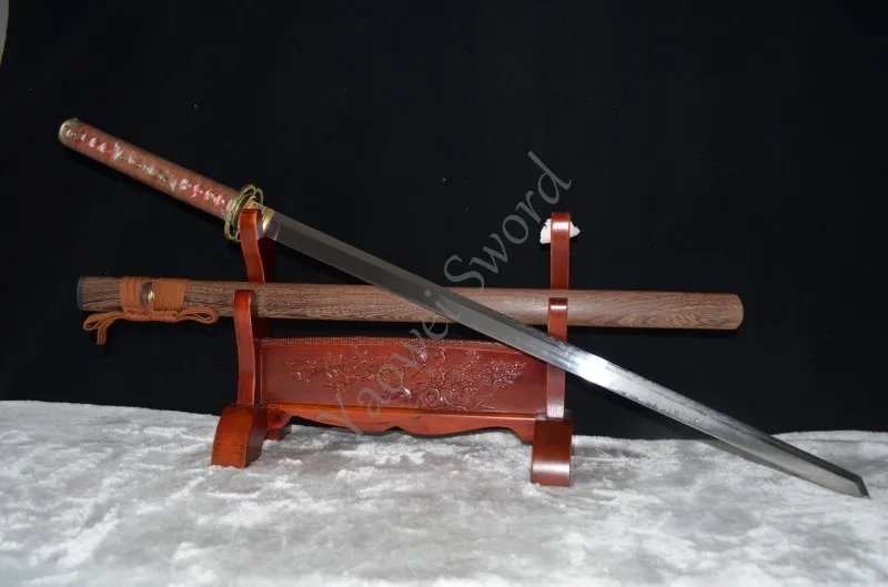

JAPANESE SAMURAI SWORD KATANA NINJA FULL TANG Clay Tempered BULL HORN SHEATH HAND MADE CUSTOM MUSASHI