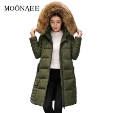 Зимние Утепленные пуховики из натурального меха енота, модные длинные парки, женские пуховики, зимняя верхняя одежда, Женское пальто