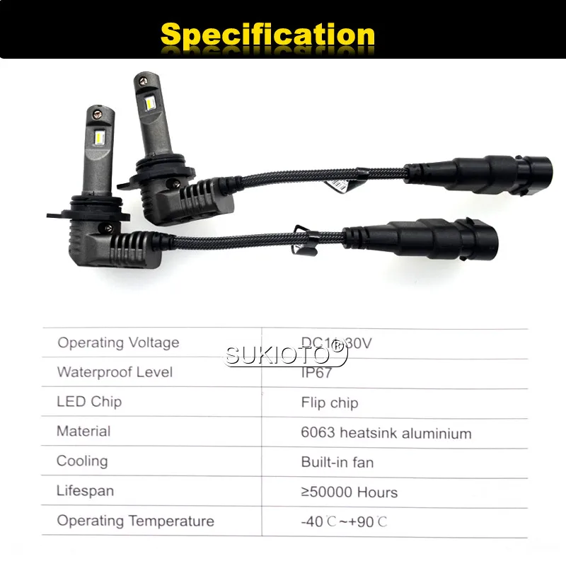 SUKIOTO 2PCS Original size HIR2 9012 LED Headlight 35W Bright led car front light for RAV4 PAJERO LEVIN high low 9012 5200LM (15)