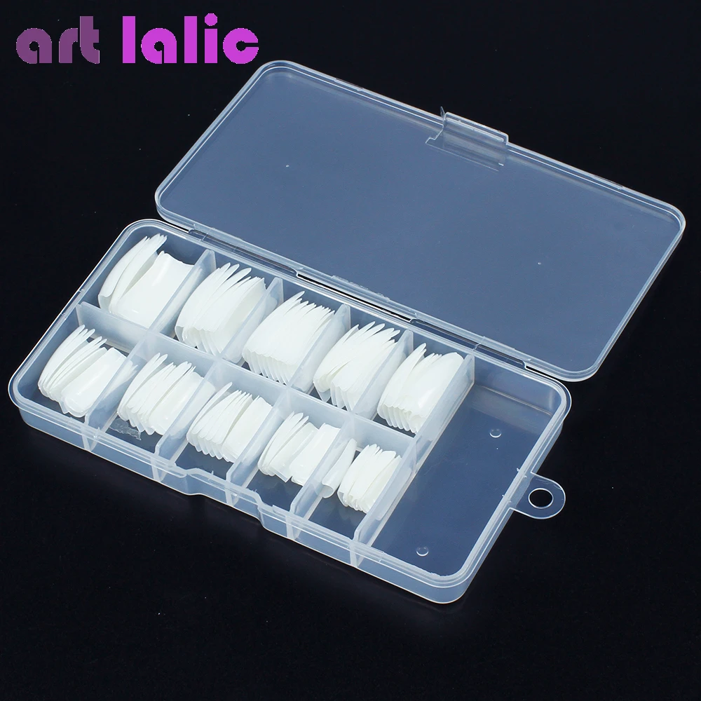 

Artlalic 100Pcs French Style Fake Nail Tips with Case Well Cover False Nail Art Tip Artificial Manicure Salon Box